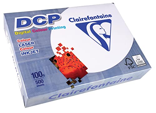 Clairefontaine 1821C - Ries Druckerpapier / Kopierpapier DCP, extraweiß, DIN A4, 100g, 500 Blatt, Weiß, 1 Ries von Clairefontaine