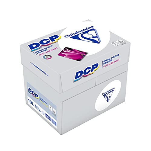 Clairefontaine 1821C - Karton mit 5 Ries Druckerpapier / Kopierpapier DCP, extraweiß, DIN A4, 100g, 500 Blatt x 5, Weiß, 1 Karton von Clairefontaine