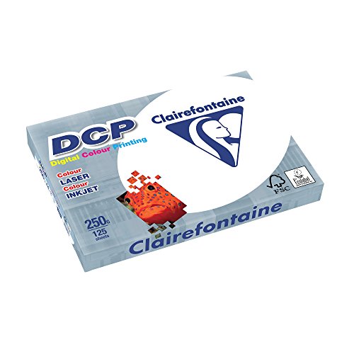 Clairefontaine 1857SC Druckerpapier DCP Premium Kopierpapier für farbintensiven Bilderdruck, DIN A4, 21 x 29,7cm, 250g, 1 Ries mit 125 Blatt, Weiß von Clairefontaine