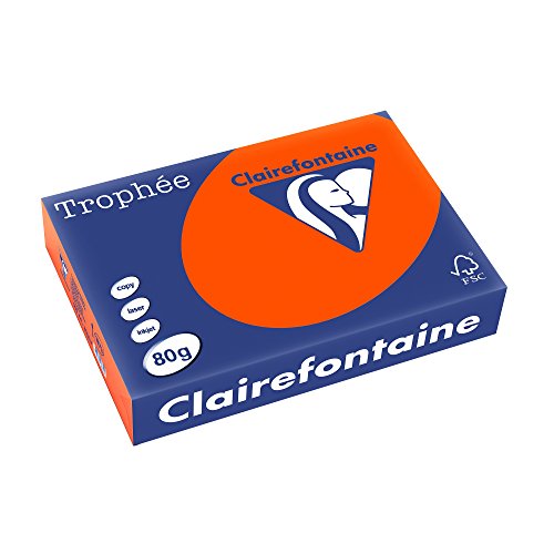Clairefontaine 1873C - Ries Druckerpapier / Kopierpapier Trophee, intensive Farben, DIN A4, 80g, 500 Blatt, Ziegelrot, 1 Ries Clairefontaine 1873C - Ries Druckerpapier / Kopierpapier Trophee, intensive Farben, DIN A4, 80g, 500 Blatt, Ziegelrot, 1 Ries von Clairefontaine