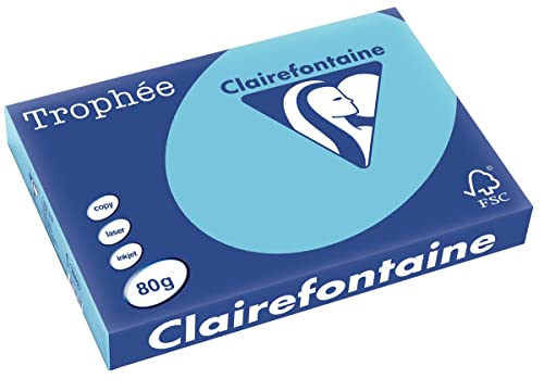 Clairefontaine 1889C - Ries Druckerpapier / Kopierpapier Trophee, intensive Farben, DIN A3, 80g, 500 Blatt, Alize Blau, 1 Ries von Clairefontaine