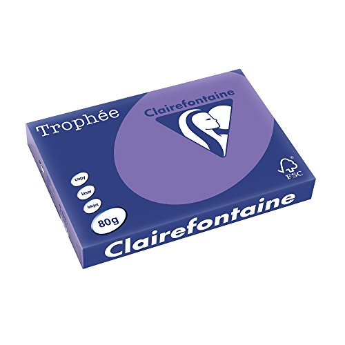 Clairefontaine 1897C - Ries Druckerpapier / Kopierpapier Trophee, intensive Farben, DIN A3, 80g, 500 Blatt, Lila, 1 Ries Clairefontaine 1897C - Ries Druckerpapier / Kopierpapier Trophee, intensive Farben, DIN A3, 80g, 500 Blatt, Lila, 1 Ries von Clairefontaine