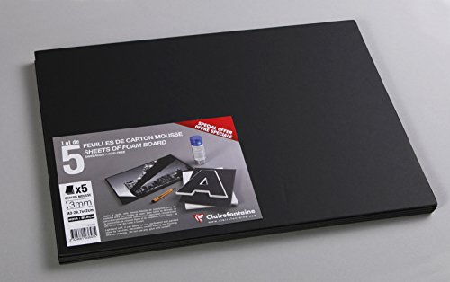 Clairefontaine 193647C Packung (mit 5 Schaumkartons, DIN A3 29,7 x 42 cm, 3 mm, säurefrei, leicht und fest, geeignet für Dekorationsarbeiten, zur Bilderrahmung, zum Modellieren) 5er Pack schwarz von Clairefontaine