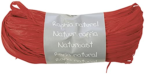 Clairefontaine 196006C Geschenkband (aus Bast natürlich, 50 g, 100 cm, ideal für Ihre Bastelprojekte und Geschenke) 1 Stück rot von Clairefontaine