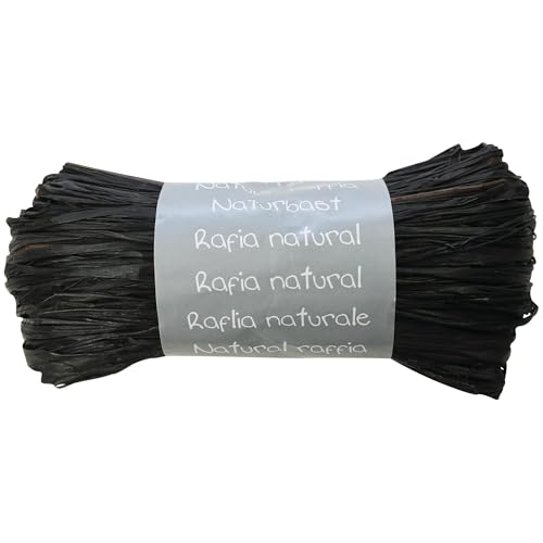 Clairefontaine 196029Cpack - Packung 8 Geschenkband - Spule aus natürlichem Bast 50g, ca. 1,50 m, Geeignet für Bastelaktivität und DIY, Schwarz, 1 Pack von Clairefontaine