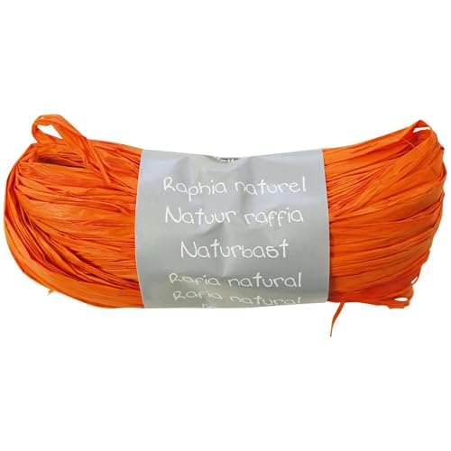 Clairefontaine 196058Cpack - Packung 8 Geschenkband - Spule aus natürlichem Bast 50g, ca. 1,50 m, Geeignet für Bastelaktivität und DIY, Orange, 1 Pack von Clairefontaine