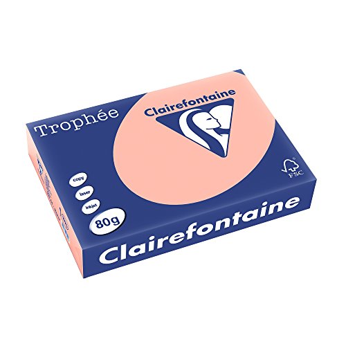Clairefontaine 1970C - Ries Druckerpapier / Kopierpapier Trophee, Pastell Farben, DIN A4, 80g, 500 Blatt, Pfirsich, 1 Ries von Clairefontaine