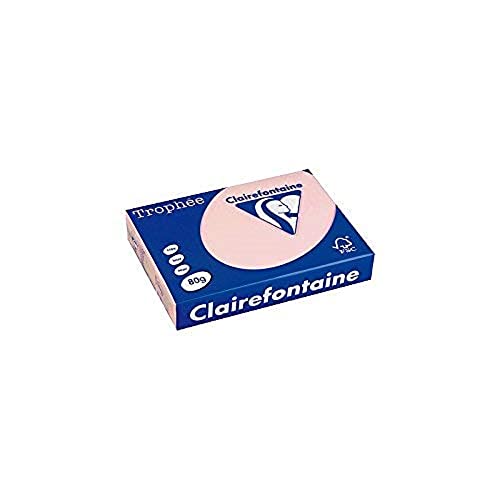 Clairefontaine 1973C - Ries Druckerpapier / Kopierpapier Trophee, Pastell Farben, DIN A4, 80g, 500 Blatt, Rosa, 1 Ries von Clairefontaine