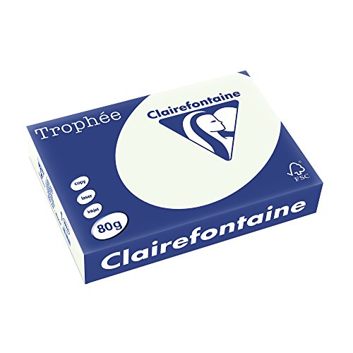 Clairefontaine 1974C - Ries Druckerpapier / Kopierpapier Trophee, Pastell Farben, DIN A4, 80g, 500 Blatt, Blaßgrün, 1 Ries von Clairefontaine