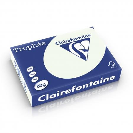 Clairefontaine 1974C - Karton mit 5 Ries à 500 Blatt Druckerpapier / Kopierpapier Trophée, DIN A4 (21x29,7 cm), 80g, Grün Pastellfarbe, 1 Karton von Clairefontaine