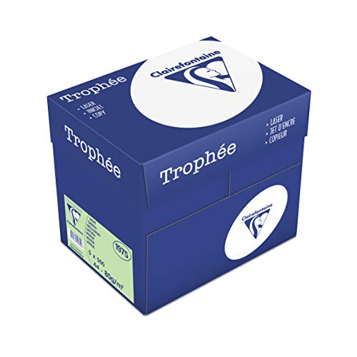 Clairefontaine 1975C - Karton mit 5 Ries Druckerpapier / Kopierpapier Trophee, Pastell Farben, DIN A4, 80g, 500 Blatt x 5, Grün, 1 Karton Clairefontaine 1975C - Karton mit 5 Ries Druckerpapier / Kopierpapier Trophee, Pastell Farben, DIN A4, 80g, 500 Blatt x 5, Grün, 1 Karton von Clairefontaine