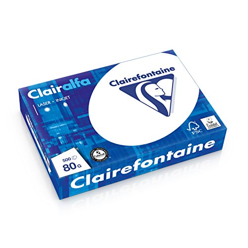 Clairefontaine 1979FFPC Clairalfa blickdichtes Druckerpapier (5 x 500 Blatt, DIN A4, 21 x 29,7 cm, 80 g, ideal für alltägliche Kopien und Ausdrucke, 5er Pack) weiß von Clairefontaine