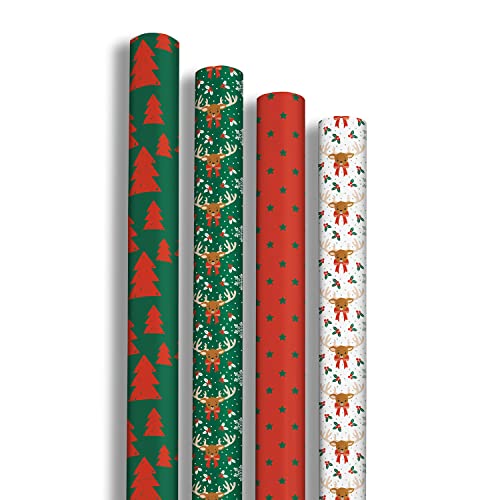 Clairefontaine 202060AMZC - Karton mit 12 Rollen Geschenkpapier Excellia 80g, 2x0,70m, ideal für Weihnachten, Flocken, 1 Karton von Clairefontaine