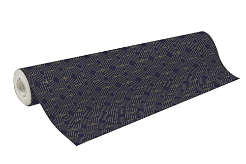 Clairefontaine 202098C - Rolle Geschenkpapier Excellia 80g, 50x0,70m, ideal für voluminöse Geschenke und Profis, 1 Rolle, Blau Geo von Clairefontaine