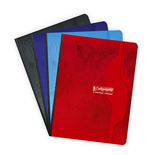 Clairefontaine 204C - Packung mit 5 Heften Calligraphe geleihmt, 17 x 22 cm, kariert, 96 Blatt, 70g, farbig sortiert, 1 Pack von Calligraphe