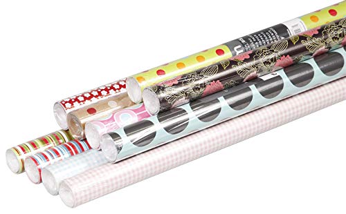 Clairefontaine 211425AMZC - Packung mit 10 Rollen Geschenkpapier Excellia, 2 m x 70 cm, 80g, 1 Pack, Motive sortiert von Clairefontaine