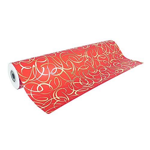 Clairefontaine 211894C Geschenkpapier Premium (50x0,70m, 80g/qm mit PP-Film) 1 Rolle Arabesque Rot/Gold von Clairefontaine