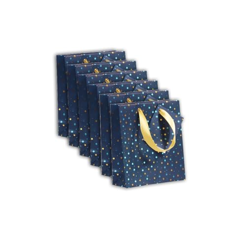 Clairefontaine 212865Cpack – 5 kleine Geschenktüten Premium – Taschenformat – 12 x 4,5 x 13,5 cm – 170 g – Motiv: goldene und blaue Streifen – Ideal für: Parfüm, Taschenbuch, Gesellschaftsspiel von Clairefontaine