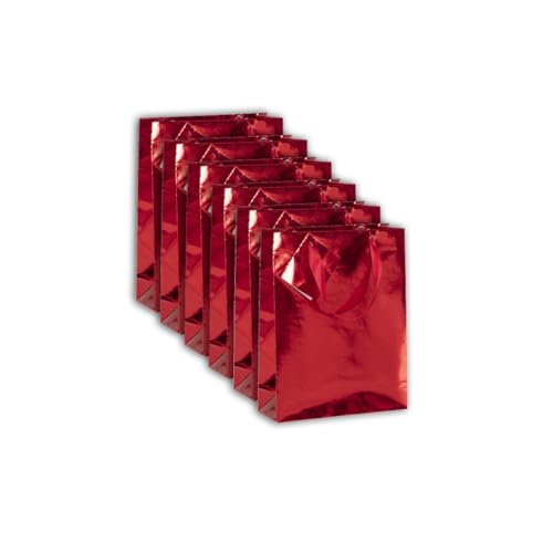 Clairefontaine 212889Cpack – ein Set mit 5 Premium-Geschenktüten – mittelgroß – 17 x 6 x 22 cm – 170 g – Motiv: geometrisches Rot glänzend auf rotem Grund – Ideal für: Taschenbuch, Spielbox, Parfüm von Clairefontaine