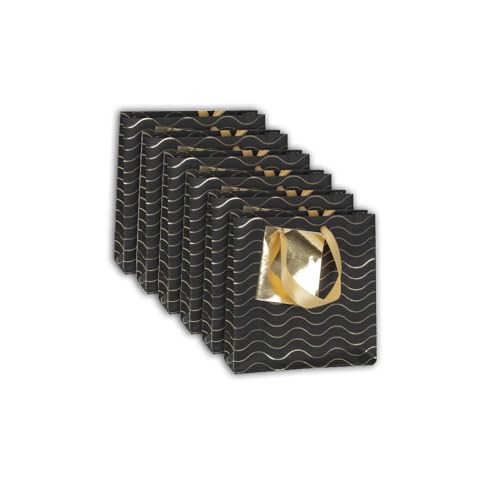 Clairefontaine 212898Cpack – 5 kleine Geschenktüten Premium – Taschenformat – 12 x 4,5 x 13,5 cm – 170 g – Motiv: goldene Linien auf schwarzem Hintergrund – Ideal für: Parfüm, Taschenbuch, von Clairefontaine