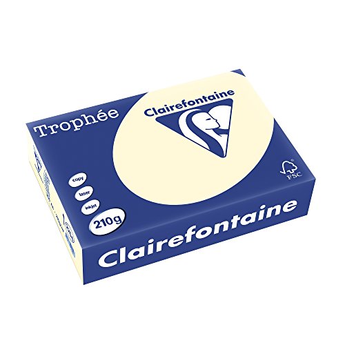 Clairefontaine 2204C - Ries Druckerpapier / Kopierpapier Trophee, intensive Farben, DIN A4, 210g, 250 Blatt, Elfenbein, 1 Ries von Clairefontaine