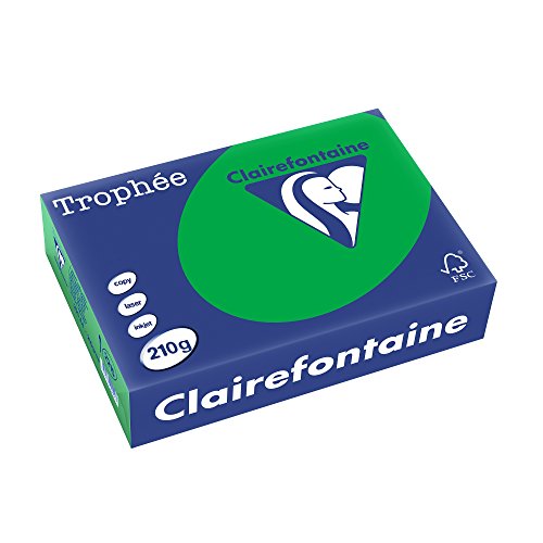 Clairefontaine 2215C - Ries Druckerpapier / Kopierpapier Trophee, intensive Farben, DIN A4, 210g, 250 Blatt, Billardgrün, 1 Ries von Clairefontaine