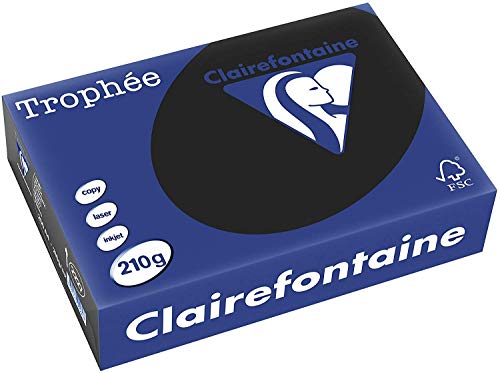 Clairefontaine 2227C - Ries Druckerpapier / Kopierpapier Trophee, intensive Farben, DIN A4, 210g, 250 Blatt, Schwarz, 1 Ries von Clairefontaine