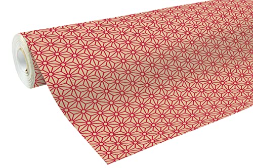 Clairefontaine 223802C Rolle Geschenkpapier mit rote Rauten, 50 x 0,70m, 70g/qm, Recycling Kraftpapier, ideal für große Geschenke, 1 Stück, Rot von Clairefontaine