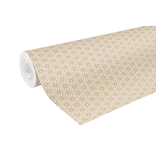 Clairefontaine 223803C - Rolle Geschenkpapier aus Kraftpapier 70g 50x0,70m, 100% recycelt, robust und natürlich, ideal zum Verpacken Basteln und Geschenke, Geometrisch Gold, Weihnachten, 1 Rolle von Clairefontaine