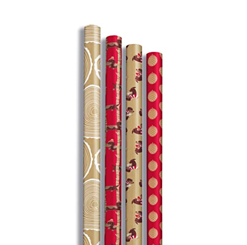 Clairefontaine 223831AMZC - Karton mit 20 Rollen Geschenkpapier Kraftnatur 100 Prozent recycling Papier 5mx0m35 70g, sortierte Motiven, 20 Rollen von Clairefontaine