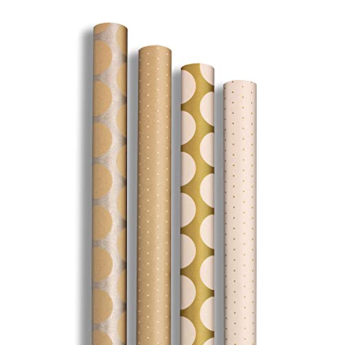 Clairefontaine 223879AMZC – 10 Rollen Kraftpapier (100% recycelt), 5 m x 0 m70 (große Breite), 80 g, verschiedene Motive, Gold, Weiß und Silber von Clairefontaine