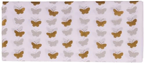 Clairefontaine 22473-WC - Packung mit 6 Blatt Seidenpapier 50x70 cm, weiß mit Schmetterlingen mit Metallic-Effekt Clairefontaine 22473-WC - Packung mit 6 Blatt Seidenpapier 50x70 cm, weiß mit Schmetterlingen mit Metallic-Effekt von Eurowrap