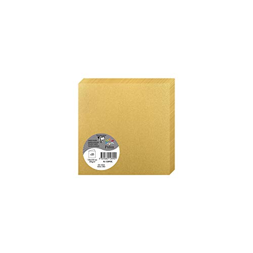 Clairefontaine 12890C - Packung mit 25 Karten Pollen 13,5 x 13,5 cm, 210g, ideal für Ihre Einladungen und Korrespondenz, Gold, 1 Pack von Clairefontaine