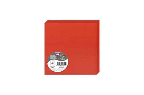 Clairefontaine 22848C Packung (mit 25 Doppelkarten Pollen, Gefaltet, 135 x 135 mm) 210g, korallenrot von Clairefontaine