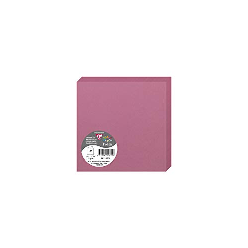 Clairefontaine 22855C - Packung mit 25 Karten Pollen, 13,5x13,5cm, 210g, ideal für Ihre Einladungen und Korrespondenz, Hortensienrosa, 1 Pack von Clairefontaine