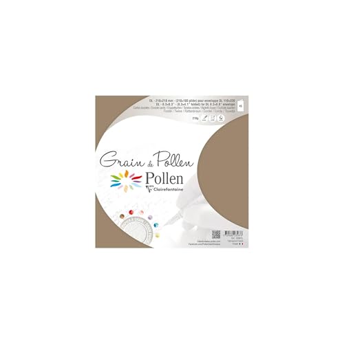 Clairefontaine 23587C - Packung mit 5 Doppelkarten Pollen DIN A6 105x148 mm 210g, ideal für Ihre Einladungen und Korrespondenz, mit feiner Körnung, Kordelbeige, 1 Pack von Clairefontaine