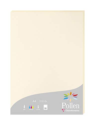Clairefontaine 24204C Packung mit 25 Karten Pollen 210g, DIN A4, 21 x 29,7cm, Elfenbein Clairefontaine 24204C Packung mit 25 Karten Pollen 210g, DIN A4, 21 x 29,7cm, Elfenbein von Clairefontaine