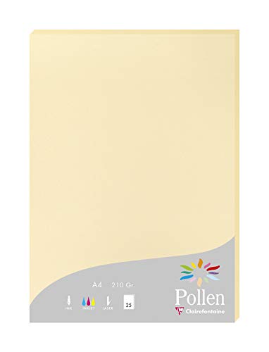 Clairefontaine 24206C Packung mit 25 Karten Pollen 210g, DIN A4, 21 x 29,7cm, Chamois von Clairefontaine