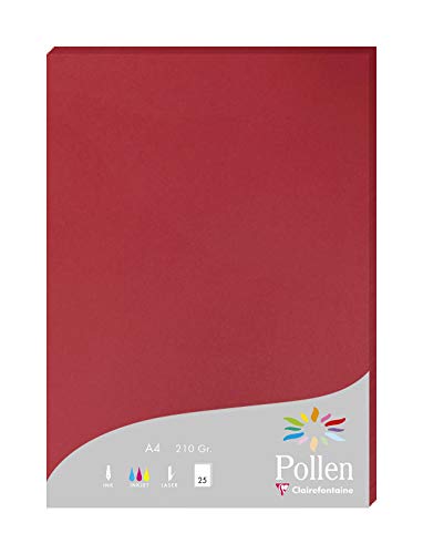 Clairefontaine 24212C Packung mit 25 Karten Pollen 210g, DIN A4, 21 x 29,7cm, Kirschrot Clairefontaine 24212C Packung mit 25 Karten Pollen 210g, DIN A4, 21 x 29,7cm, Kirschrot von Clairefontaine