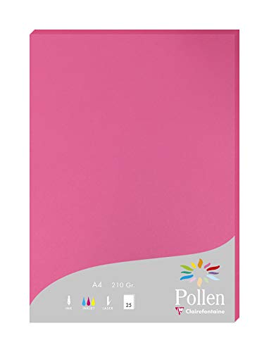 Clairefontaine 24221C Packung mit 25 Karten Pollen 210g, DIN A4, 21 x 29,7cm, Fuchsia von Clairefontaine