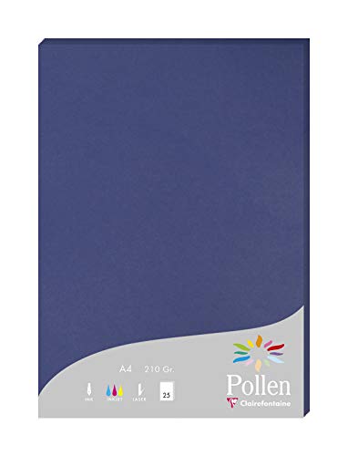 Clairefontaine 24284C Packung mit 25 Karten Pollen 210g, DIN A4, 21 x 29,7cm, Königsblau von Clairefontaine