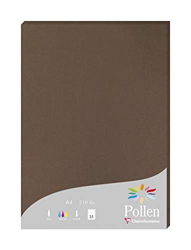 Clairefontaine 24292C Packung mit 25 Karten Pollen 210g, DIN A4, 21 x 29,7cm, Braun von Clairefontaine