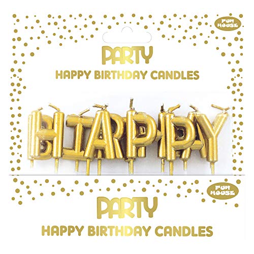 Clairefontaine 24330-GC - Set mit Kerzen Buchstabe mit Metalleffekt, ''Happy Birthday'', Gold, 1 Set von Eurowrap