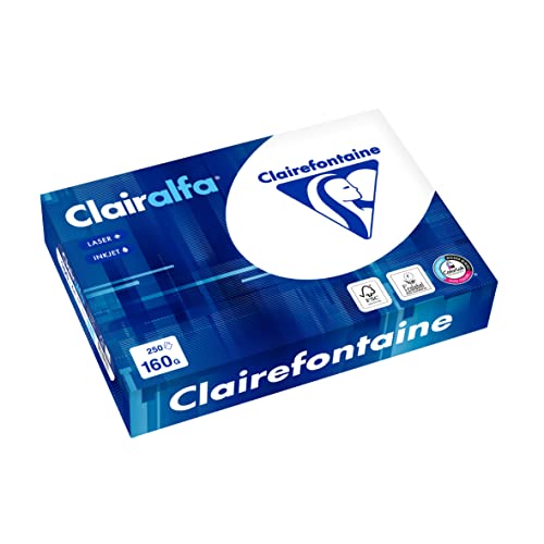 Clairefontaine 2618C - Ries Druckerpapier / Kopierpapier Clairalfa, extraweiß, DIN A4, 160g, 250 Blatt, Weiß, 1 Ries von Clairefontaine