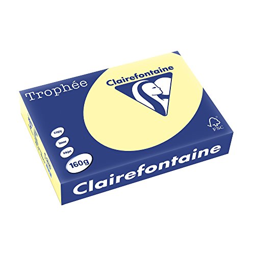 Clairefontaine 2636C - Ries Druckerpapier / Kopierpapier Trophee, intensive Farben, DIN A4, 160g, 250 Blatt, Gelb, 1 Ries von Clairefontaine