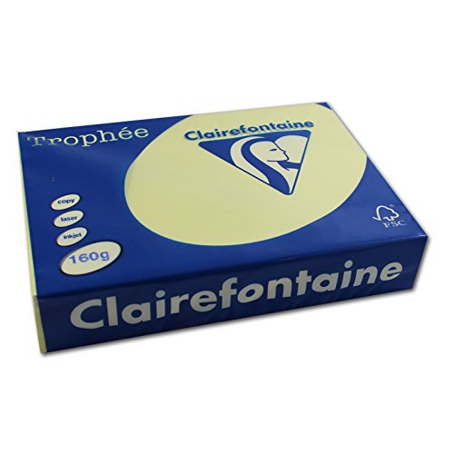 Clairefontaine 2636C - Ries mit 250 Blatt Druckerpapier / Kopierpapier Trophée, DIN A4 (21x29,7 cm), 160g, Gelb Pastellfarbe, 1 Ries von Clairefontaine