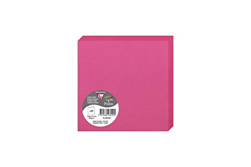 Clairefontaine 2824C Packung (mit 25 Doppelkarten Pollen, Gefaltet, 135 x 135 mm) 210g, fuchsia von Clairefontaine