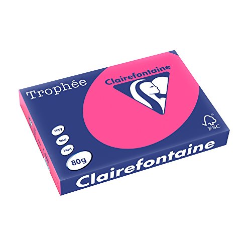 Clairefontaine 2888C - Ries Druckerpapier / Kopierpapier Trophee, intensive Farben, DIN A3, 80g, 500 Blatt, Neon Rosa, 1 Ries von Clairefontaine