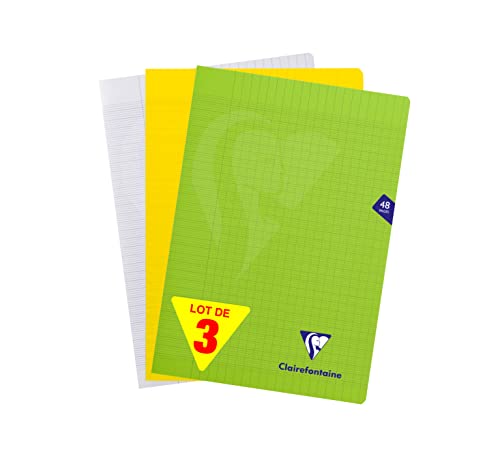 Clairefontaine 293101AMZ - Set mit 3 Heften Mimesys, 24 Blatt, DIN A4, 21 x 29,7cm, 90g, französische Lineatur, 1 Set, farbig sortiert Clairefontaine 293101AMZ - Set mit 3 Heften Mimesys, 24 Blatt, DIN A4, 21 x 29,7cm, 90g, französische Lineatur, 1 Set, farbig sortiert von Clairefontaine