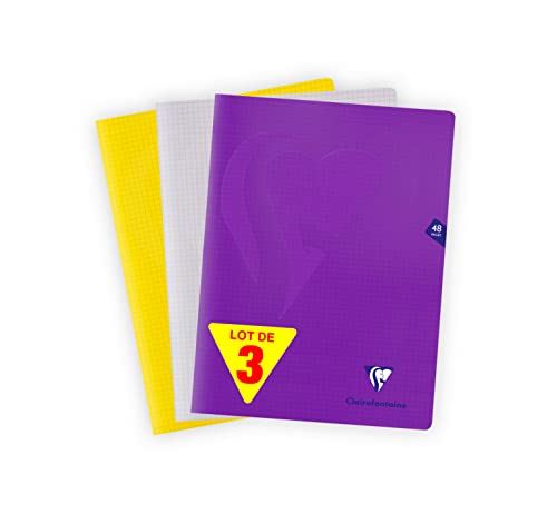 Clairefontaine 293312AMZ - Set mit 3 Heften Mimesys, 24 Blatt, DIN A4+, 24 x 32cm, 90g, kariert, 1 Set, farbig sortiert von Clairefontaine